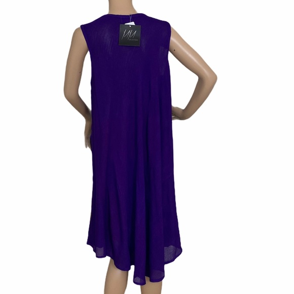 😳SALE😳 MM Collection Women’s Dress Violet Print Rayon 845711012122-v - Picture 3 of 7